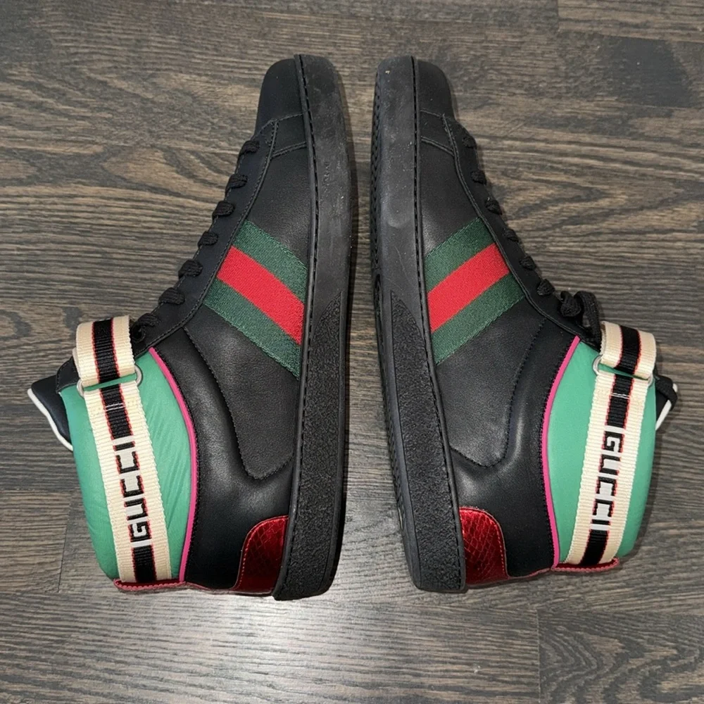 Gucci Leather Ace Stripe High Top Sneaker-523472-Authentic-NIB